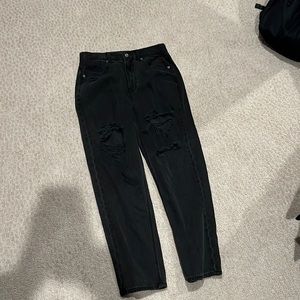 AE Black Ripped Mom Jean